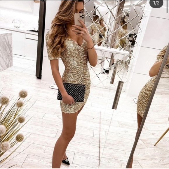 Zara limited edition sequin draped dress - Picture 6 of 13